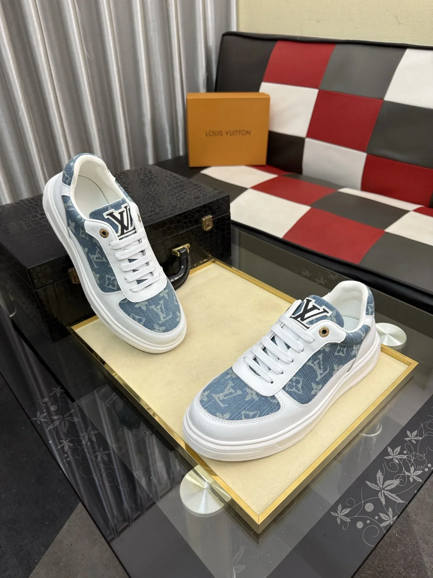 LV Sneakers & Trainers Denim Leather (White-Blue) EU38-44 B00202607050451 - Image 3