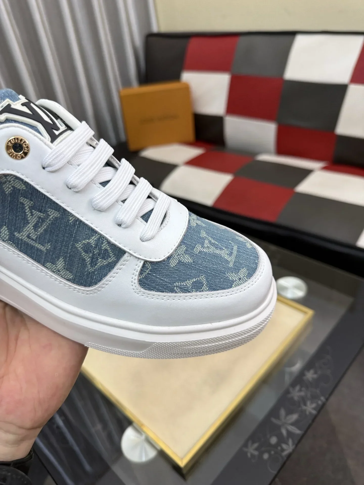 LV Sneakers & Trainers Denim Leather (White-Blue) EU38-44 B00202607050451 - Image 6