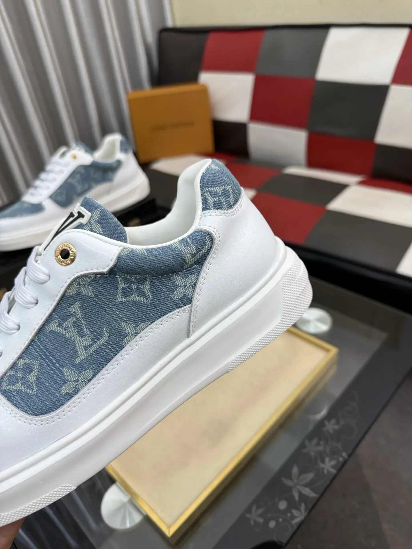 LV Sneakers & Trainers Denim Leather (White-Blue) EU38-44 B00202607050451 - Image 7