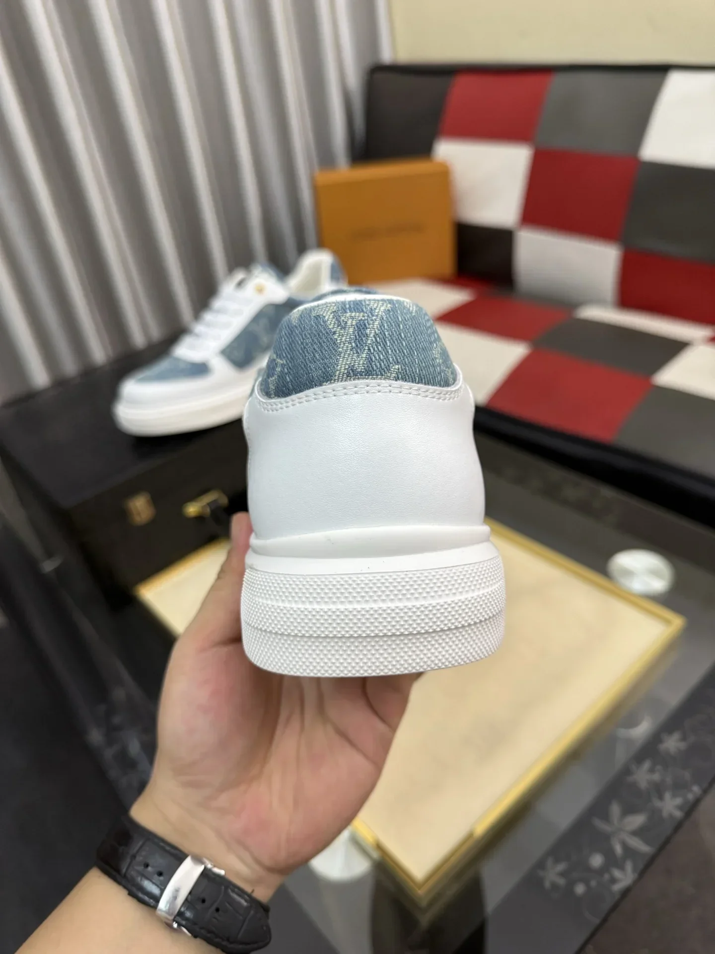 LV Sneakers & Trainers Denim Leather (White-Blue) EU38-44 B00202607050451 - Image 8