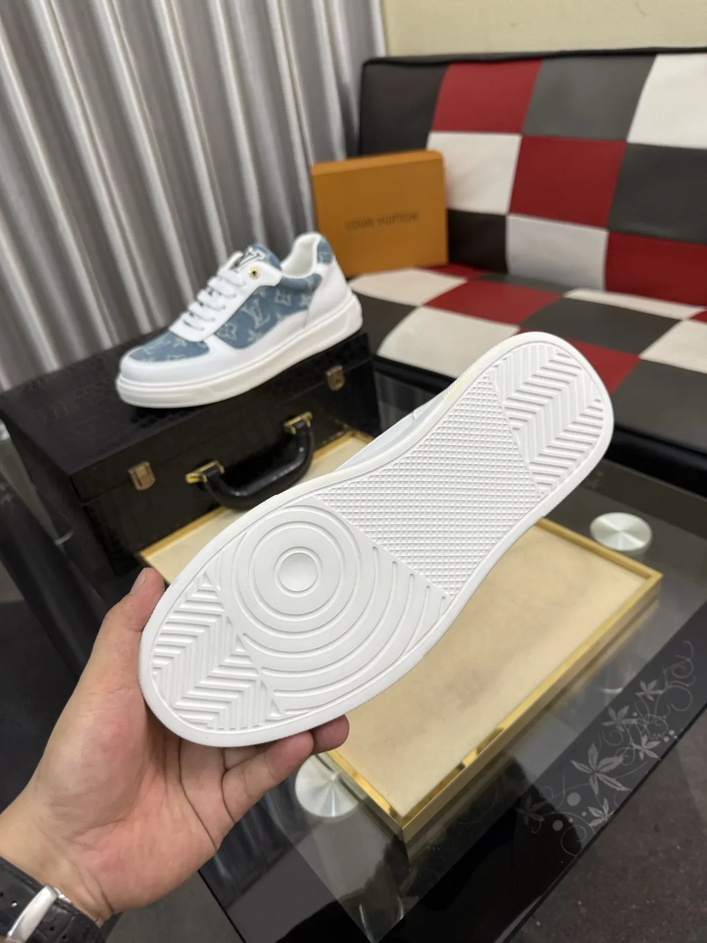 LV Sneakers & Trainers Denim Leather (White-Blue) EU38-44 B00202607050451 - Image 9