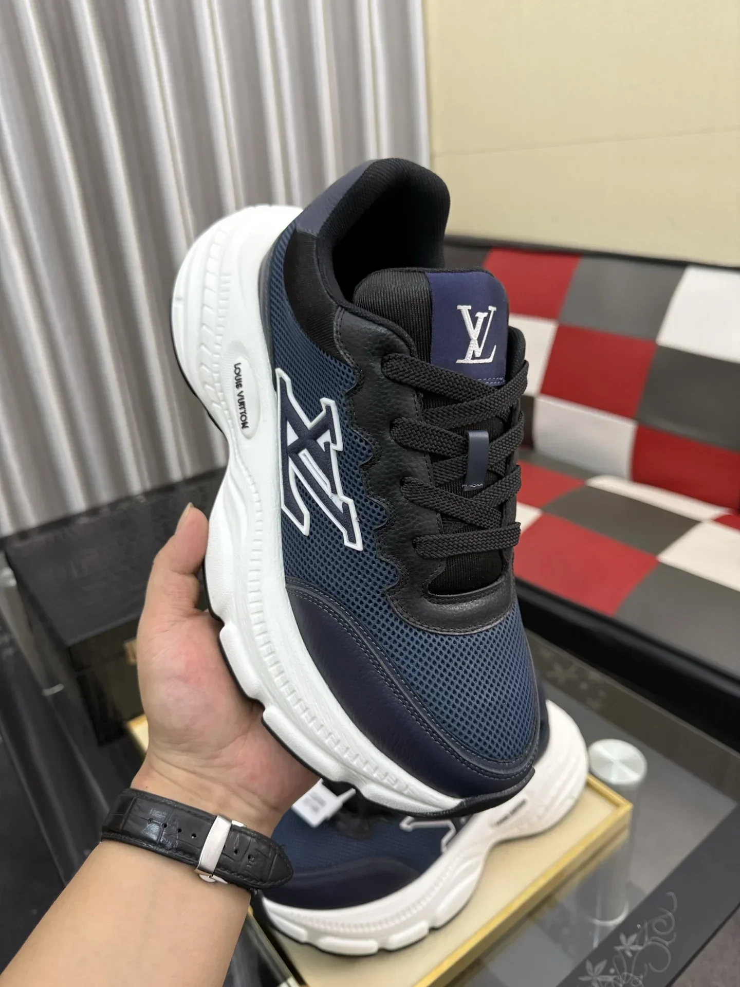 LV Sneakers & Trainers Mesh-Calfskin (Black-Blue-White) EU38-44 B80202607050473 - Image 4