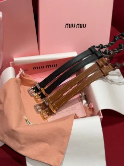 Alternative view of MIU MIU Accessories Calfskin Nylon (Black-Brown) A90202607050688