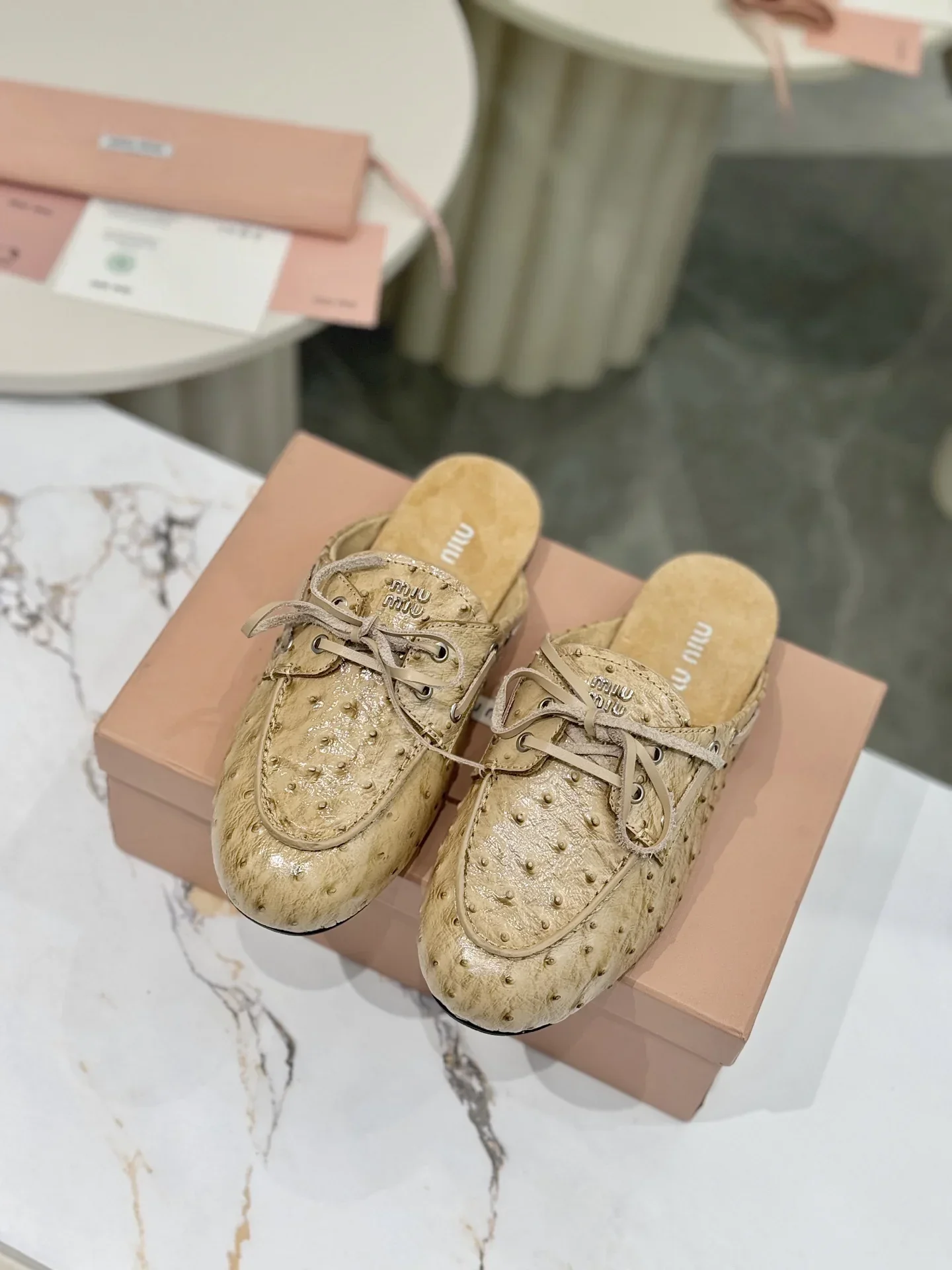 MIU MIU Sandals & Mules Ostrich Leather (Beige) EU35-40 B70202607050515