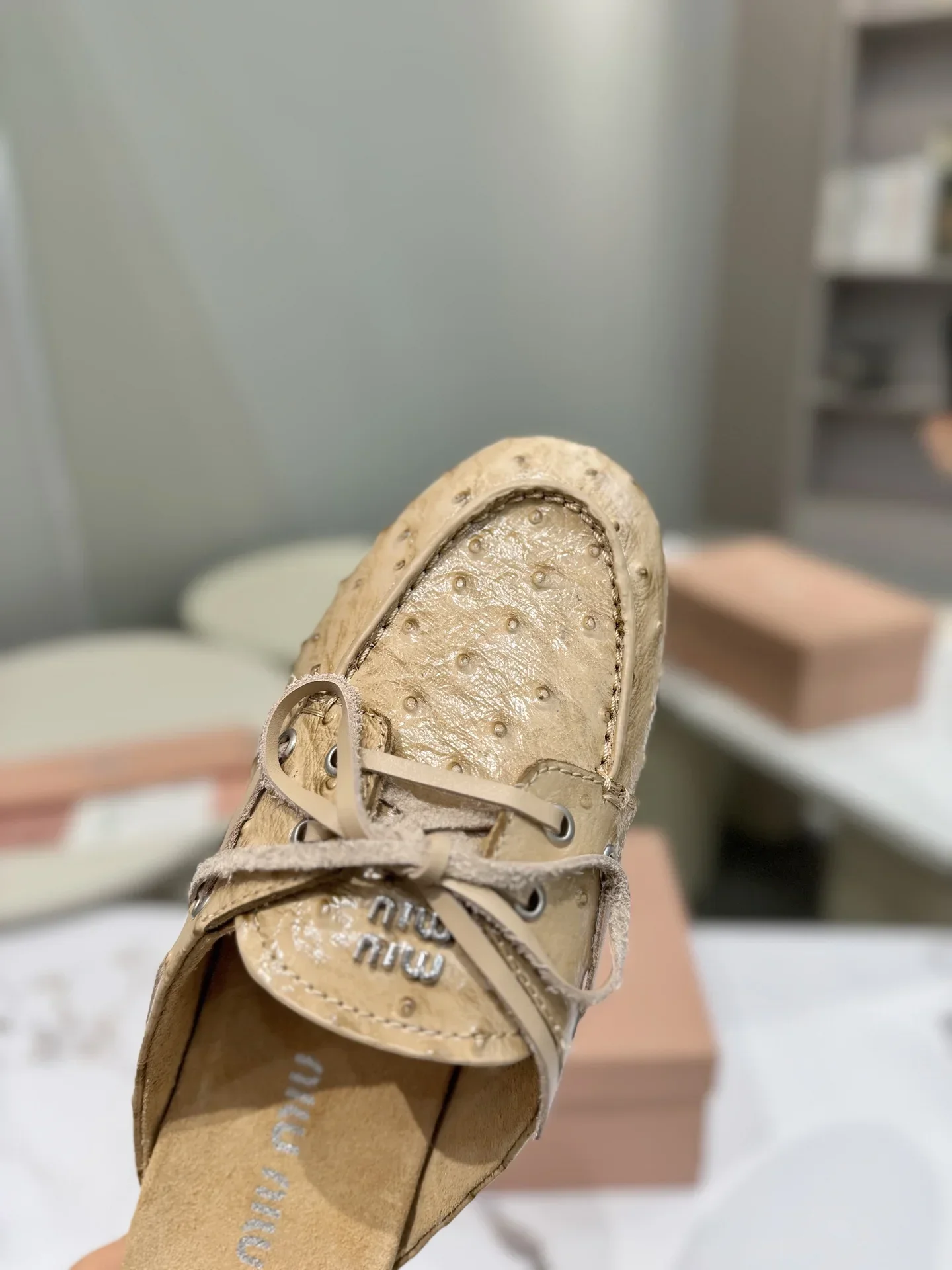 MIU MIU Sandals & Mules Ostrich Leather (Beige) EU35-40 B70202607050515 - Image 6