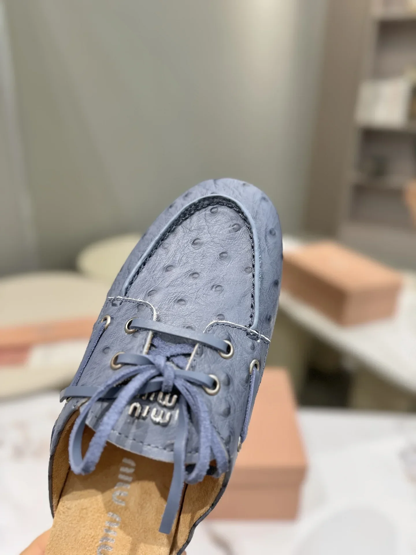 MIU MIU Sandals & Mules Ostrich Leather (Blue) EU35-40 B70202607050516 - Image 6