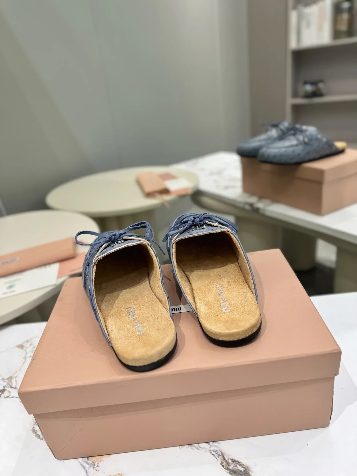 MIU MIU Sandals & Mules Ostrich Leather (Blue) EU35-40 B70202607050516 - Image 8