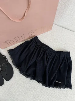 MIU MIU Skirts & Dresses Ribbed Knit-Lace (Black) S-L A70202607050497