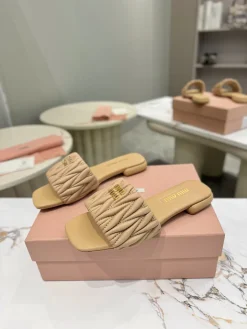 Alternative view of MIU MIU Slides & Slippers Lambskin (Beige) EU34-41 B60202607050830