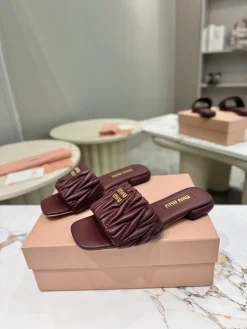 Alternative view of MIU MIU Slides & Slippers Lambskin (Burgundy) EU34-41 B60202607050832