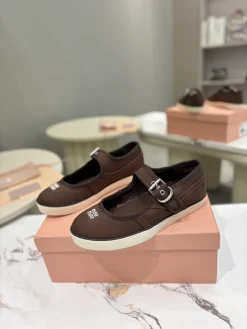Alternative view of MIU MIU Sneakers & Trainers Canvas Rubber (Brown-White) EU35-40 B10202607050852