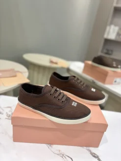 Alternative view of MIU MIU Sneakers & Trainers Canvas, Rubber (Brown-White) EU35-40 B10202607050856