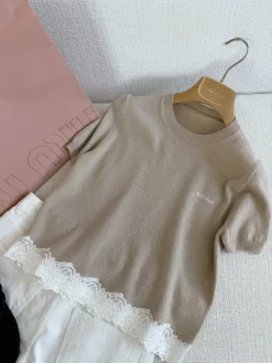 MIU MIU Sweaters & Knitwear Cashmere, Lace (Beige-White) S-L B70202607051419