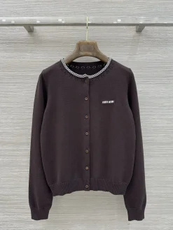 MIU MIU Sweaters & Knitwear Knit Yarn (Brown-White) S-M-L B55202607051229