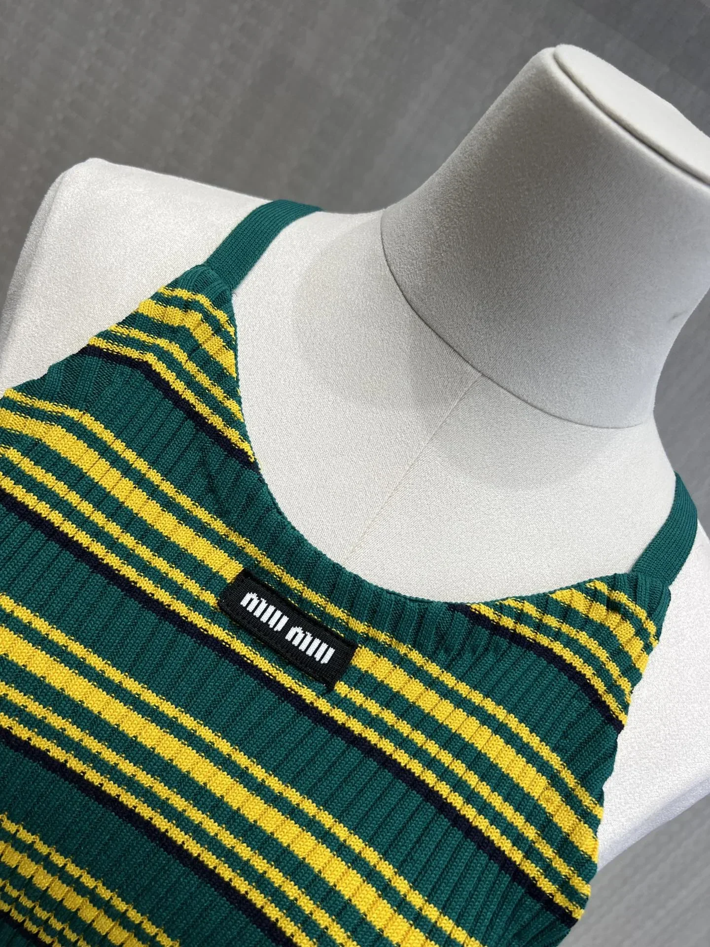 MIU MIU T-shirts & Vests Cotton (Green-Yellow-Black) S-L A75202607050533 - Image 3