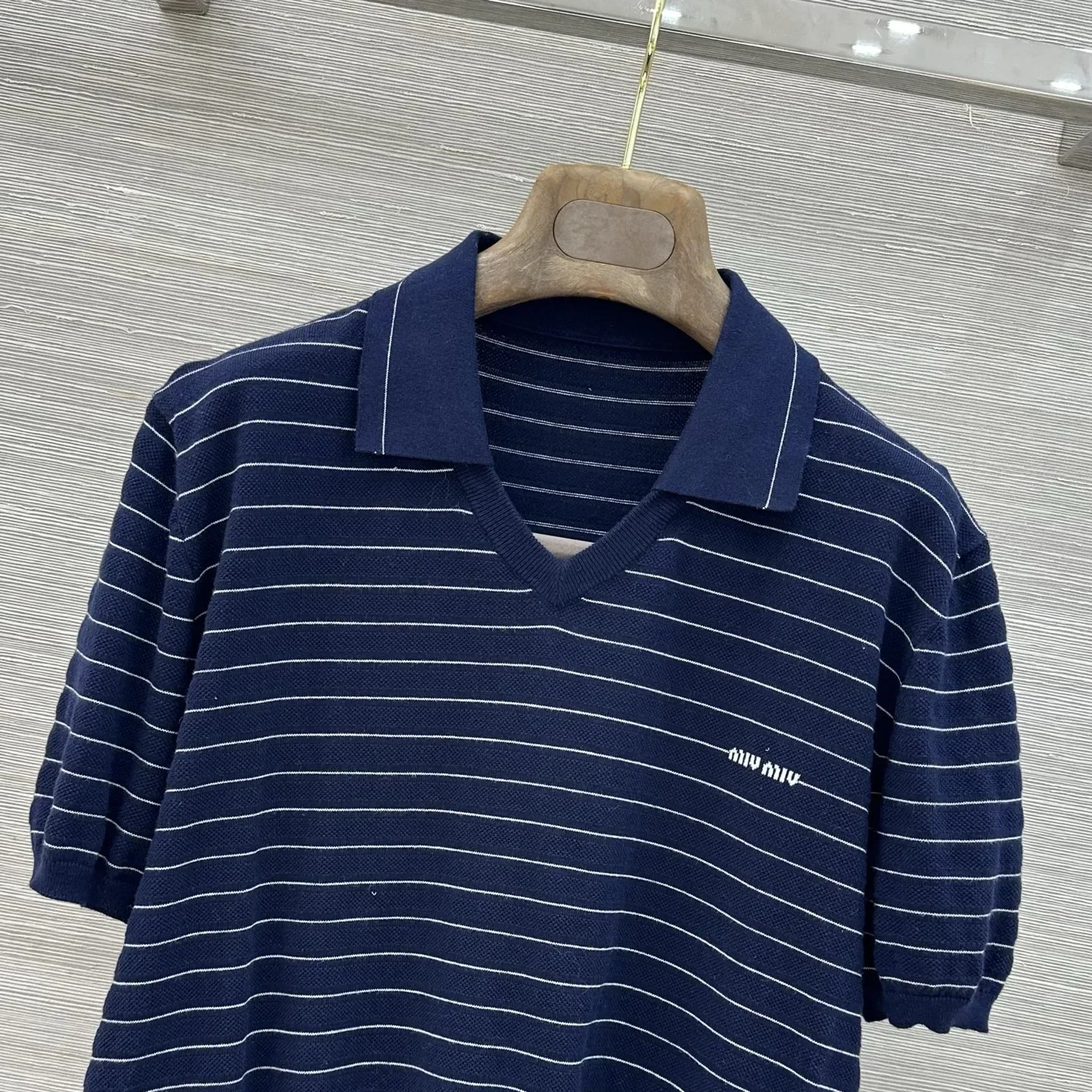 MIU MIU T-shirts & Vests Cotton (Navy Blue-White) S B35202607051030 - Image 2
