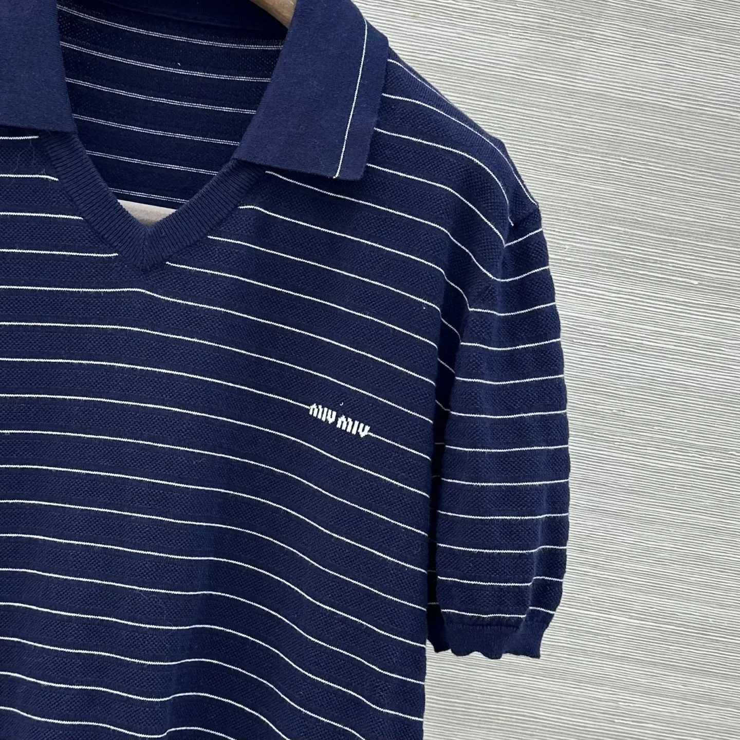 MIU MIU T-shirts & Vests Cotton (Navy Blue-White) S B35202607051030 - Image 4