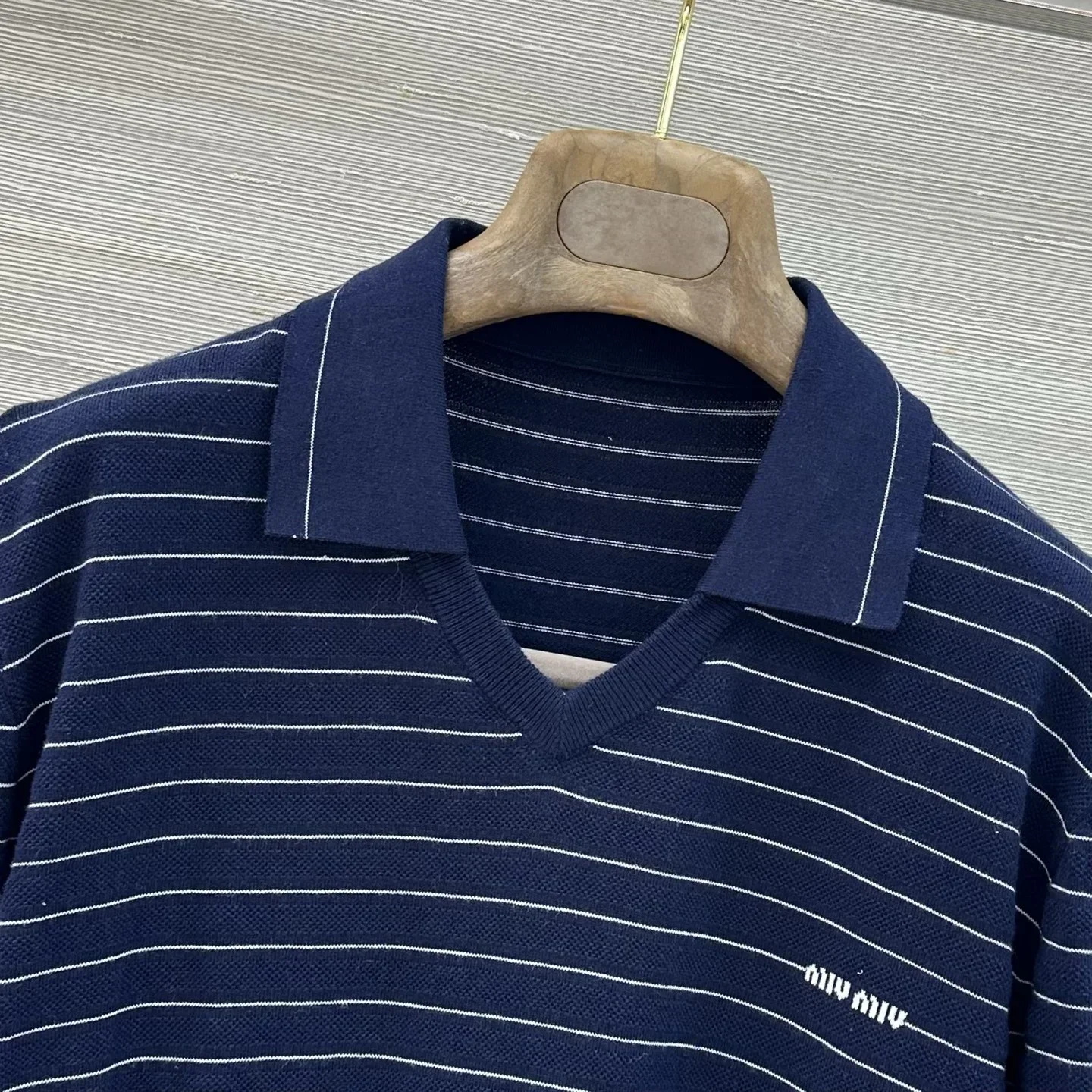 MIU MIU T-shirts & Vests Cotton (Navy Blue-White) S B35202607051030 - Image 5