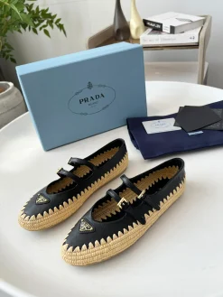 Alternative view of PRADA Boat Shoes & Espadrilles Raffia Leather (Black-Beige) EU35-41 C20202607051559