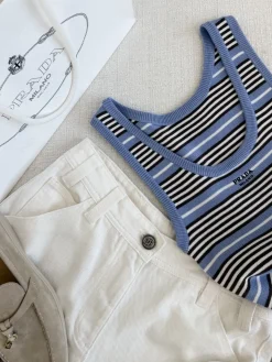 Alternative view of PRADA Clothing Cotton Knit (Blue-White-Black) S-L B00202607050712