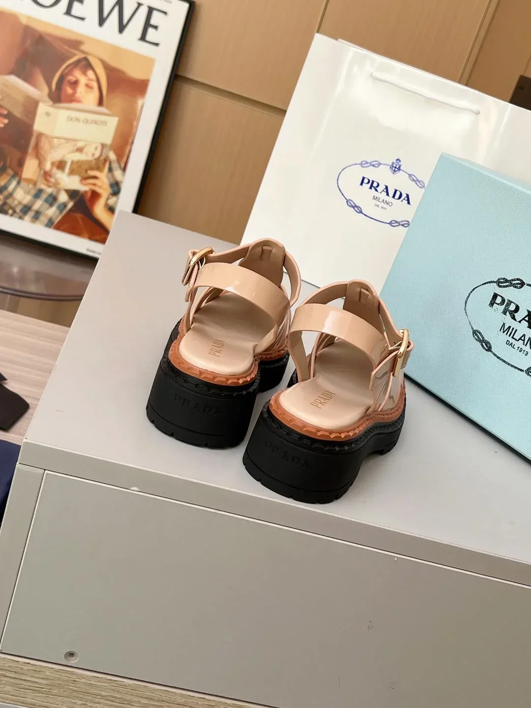 PRADA Sandals & Mules Patent Leather (Beige-Black-Brown) EU35-41 A90202607050556 - Image 3
