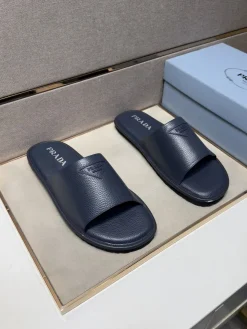 PRADA Slides & Slippers Grained Leather (Blue) EU38-44 A60202607050701
