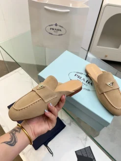 PRADA Slides & Slippers Suede Leather (Beige) EU35-41 A80202607050742