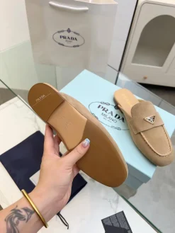 Alternative view of PRADA Slides & Slippers Suede Leather (Beige) EU35-41 A80202607050742