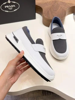 Alternative view of PRADA Sneakers & Trainers Calf Leather (White-Gray-Blue) EU39-44 C30202607050574