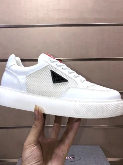 PRADA Sneakers & Trainers Leather-Mesh (White-Red) B80202607051398