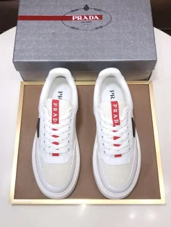 Alternative view of PRADA Sneakers & Trainers Leather-Mesh (White-Red) B80202607051398