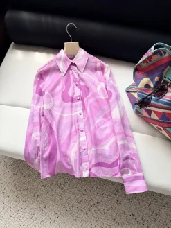 PUCCI Shirts & Polos Silk (Pink-White) S-XL C15202607051871