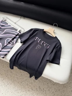 PUCCI T-shirts & Vests Cotton (Black-Pink) S-L A95202607050687
