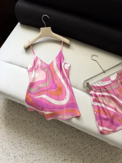 PUCCI T-shirts & Vests Silk (Pink-Orange-White) 36-42 C25202607051956