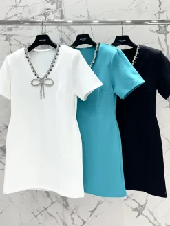 SAINT LAURENT Clothing Cotton Blend (White-Blue-Black) S-L B65202607051381