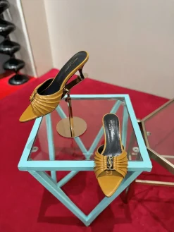 Alternative view of SAINT LAURENT Slides & Slippers Leather (Yellow-Black) B30202607050966