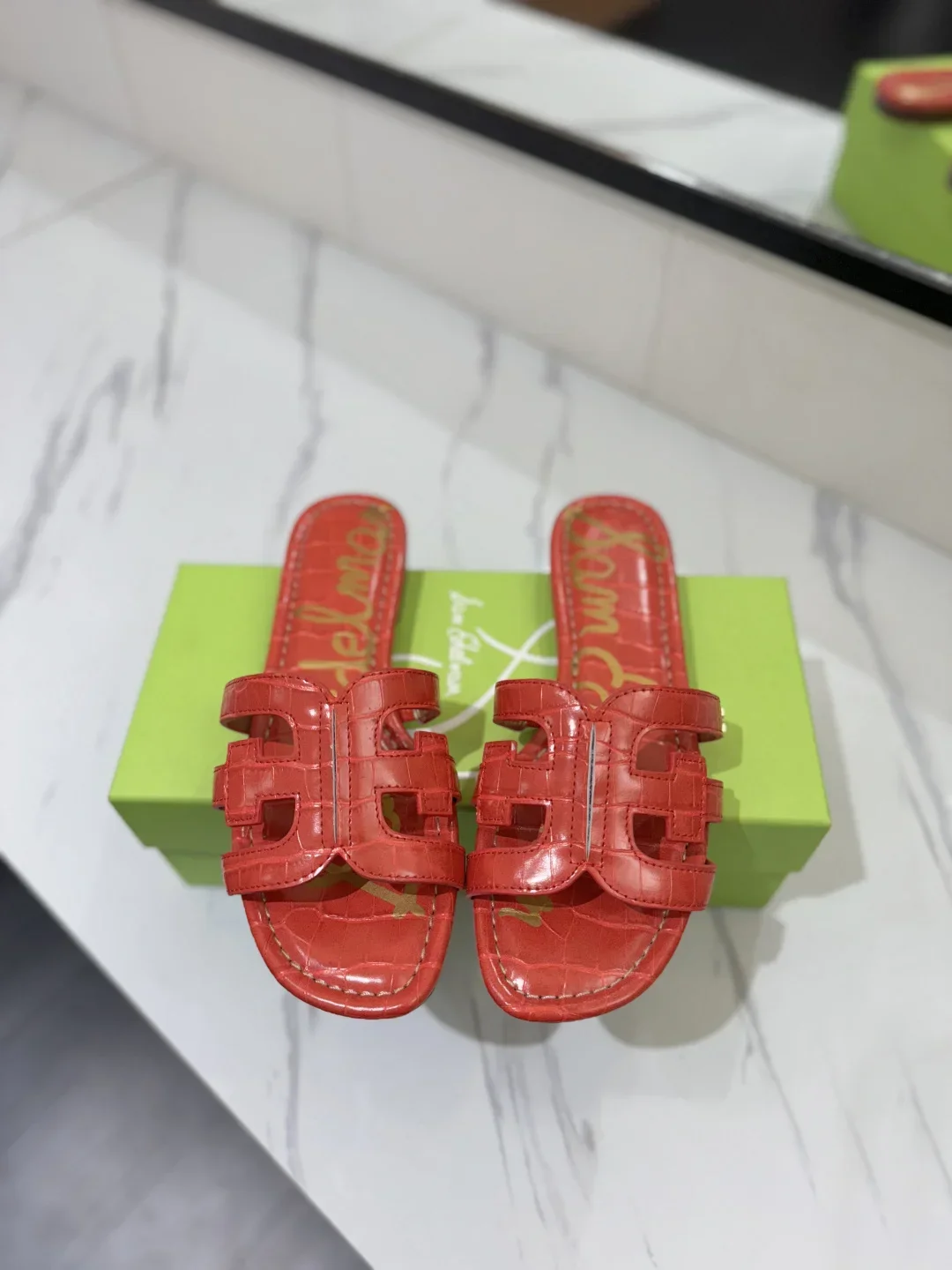 SAM EDELMAN Sandals & Mules Crocodile Leather (Red) EU35-39 A80202607050607 - Image 3