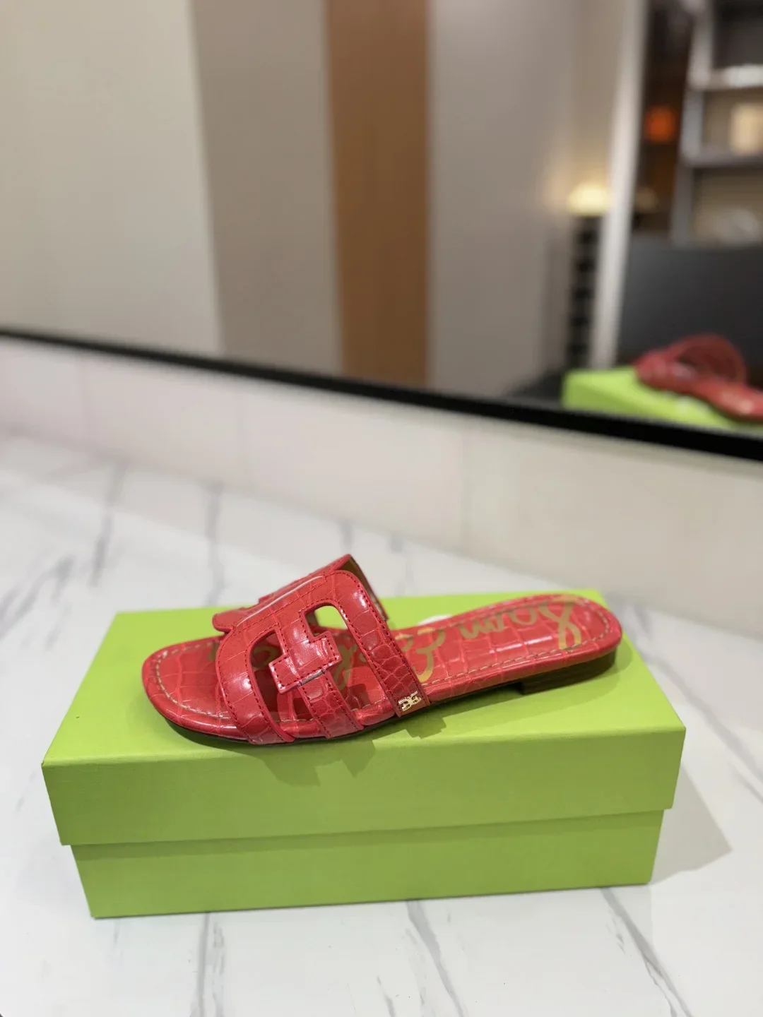 SAM EDELMAN Sandals & Mules Crocodile Leather (Red) EU35-39 A80202607050607 - Image 4