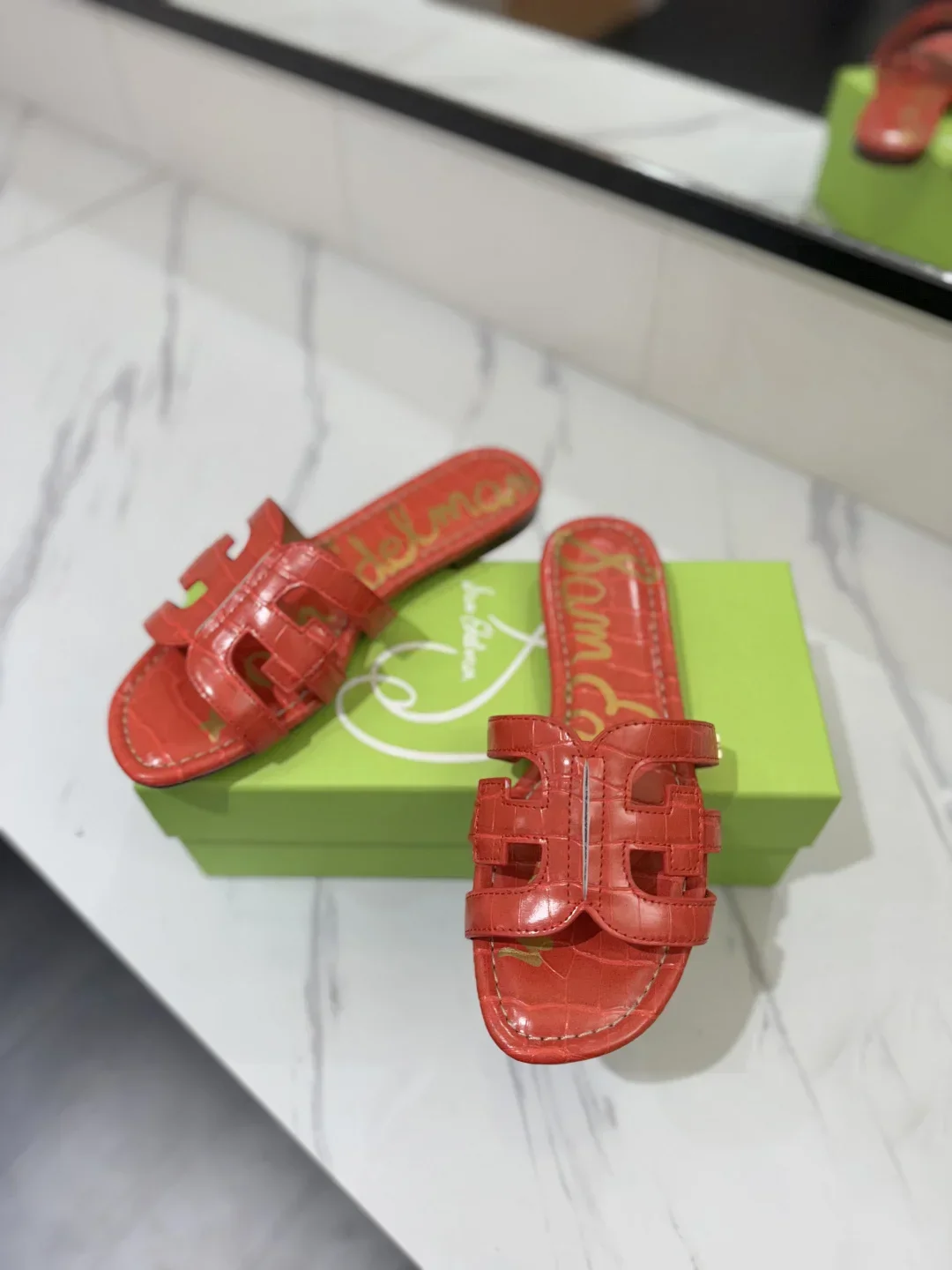 SAM EDELMAN Sandals & Mules Crocodile Leather (Red) EU35-39 A80202607050607 - Image 5