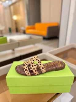 SAM EDELMAN Slides & Slippers Calf Hair, Embossed Leather (Brown-Beige-Black) EU35-39 A80202607050608