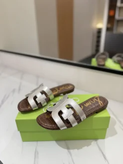 Alternative view of SAM EDELMAN Slides & Slippers Metallic Leather (Silver-Brown) EU35-39 A80202607050610