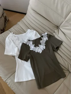 Uncategorized Clothing Cotton (White-Dark Green) S-XL A45202607050419