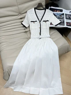 Uncategorized Clothing Knit-Cotton (White-Black) S-M-L D30202607052358