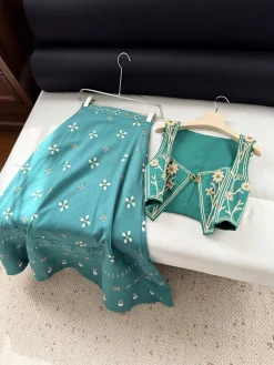 Uncategorized Clothing Linen (Green-White) S-XL F15202607052486