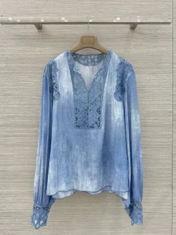 Uncategorized Clothing Silk, Denim (Blue-White) S E55202607052456