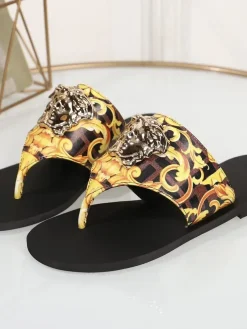 VERSACE Sandals & Mules Canvas (Black-Yellow-Brown) EU35-43 A60202607050706