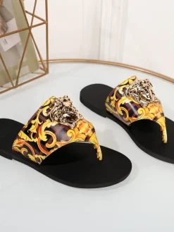 Alternative view of VERSACE Sandals & Mules Canvas (Black-Yellow-Brown) EU35-43 A60202607050706