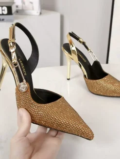 VERSACE Sandals & Mules Crystal Leather (Gold-Black) EU35-42 A90202607050797