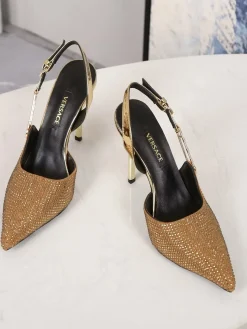 Alternative view of VERSACE Sandals & Mules Crystal Leather (Gold-Black) EU35-42 A90202607050797