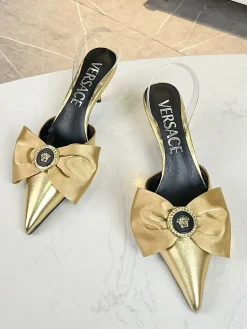 VERSACE Sandals & Mules Metallic Leather (Gold-Black-Clear) EU35-42 A90202607050793